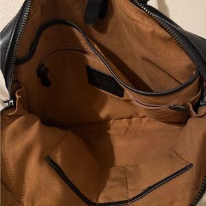 Black Leather Men's coach  maletín metropolitano